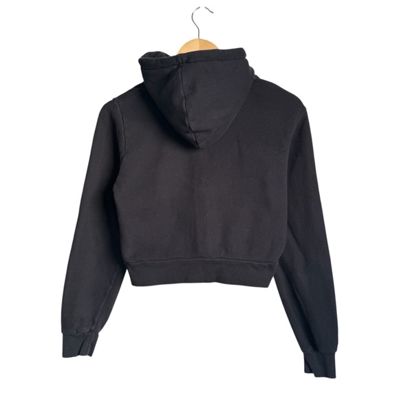 Brandy Melville Crystal Hoodie Cropped One Size Black Full Zip Up Fleece Lined - Picture 6 of 12